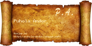 Puhola Andor névjegykártya